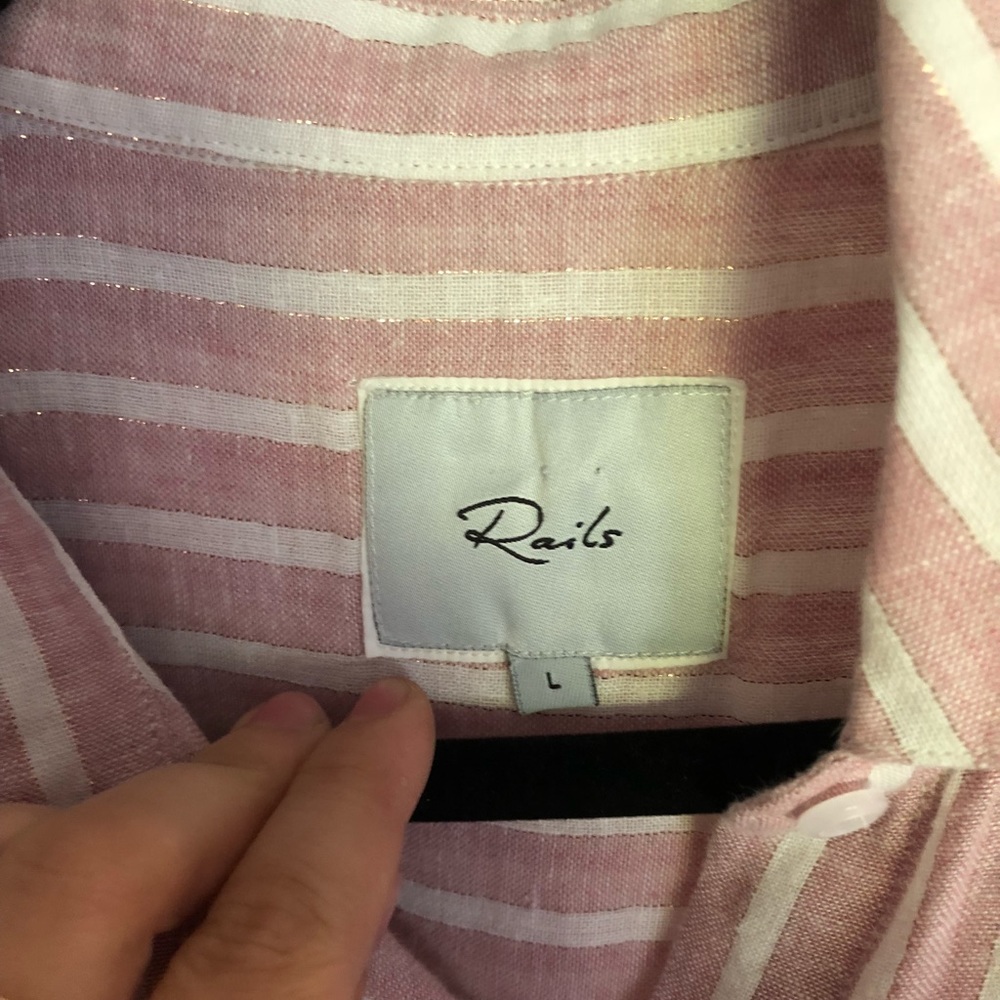 Rails pink and white striped shirt